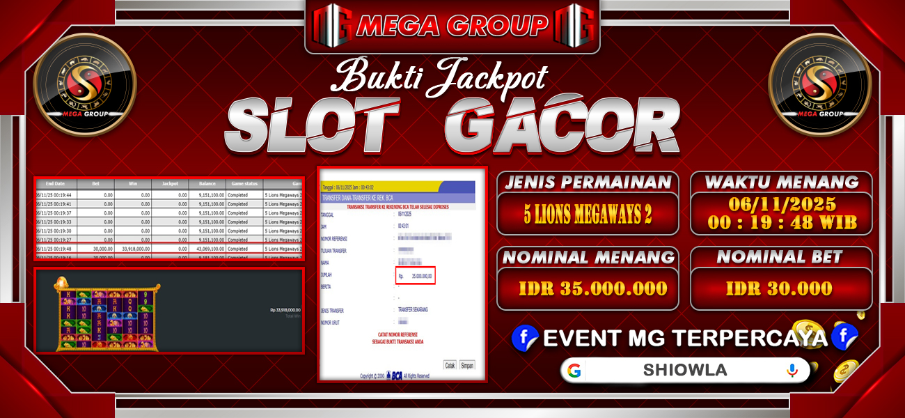 Bukti JP situs Shiowla hari Kamis, 06 November 2025